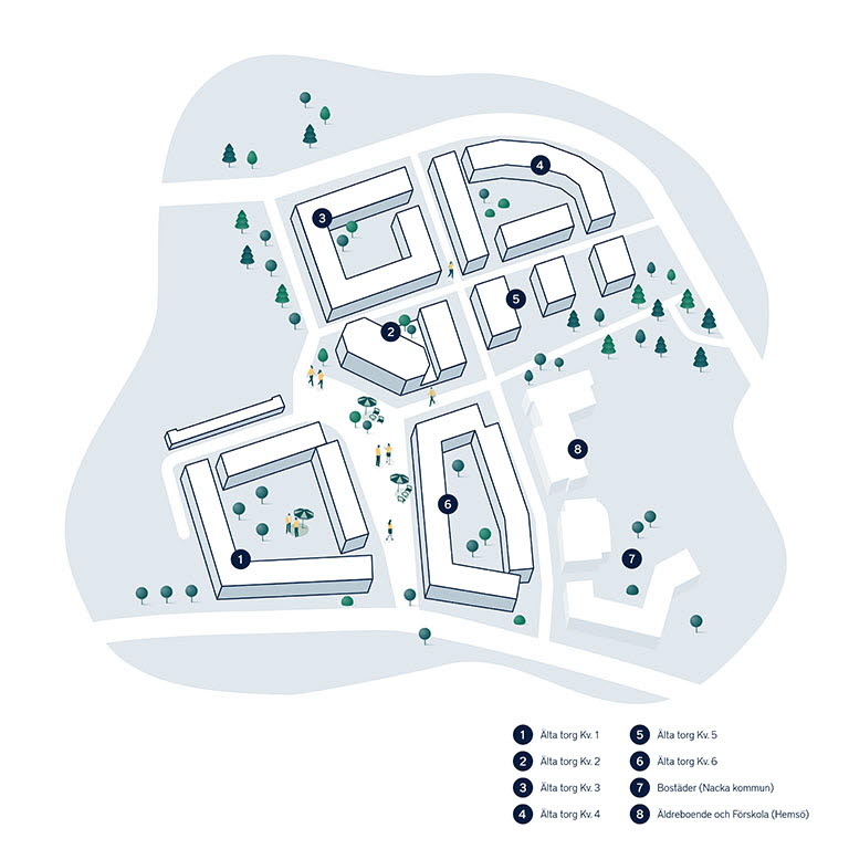 Illustrationskarta över de olika projekten som kommer att byggas i området