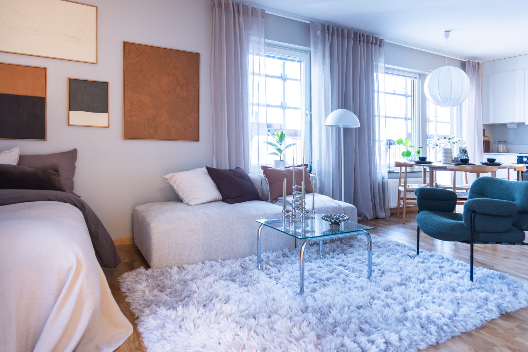 visningslägenhet, allrum mot kök