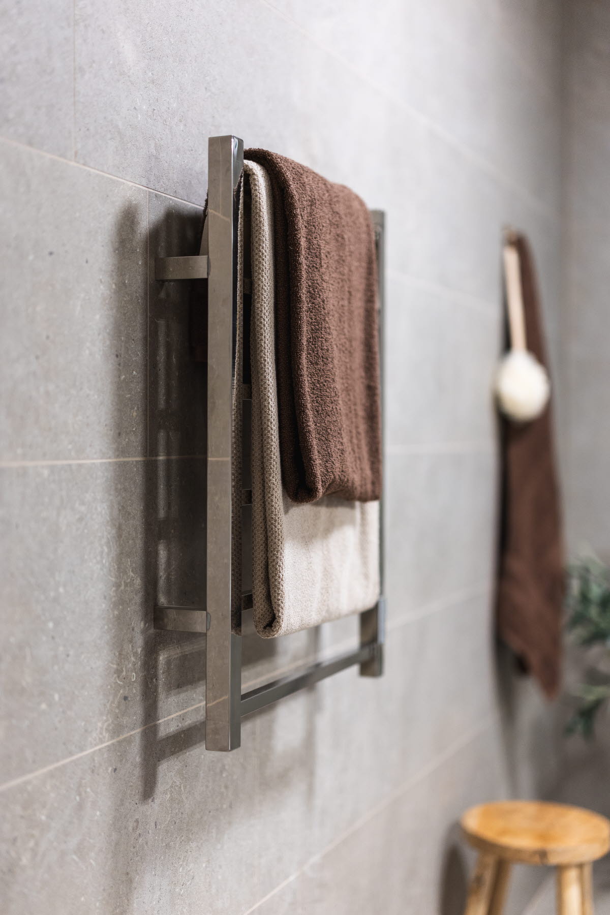 Visningslägenhet, badrum, handdukstork